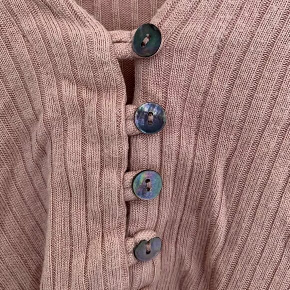 REFORMATION Gellar Knit button-up top, size XS, light pink - Picture 2 of 7